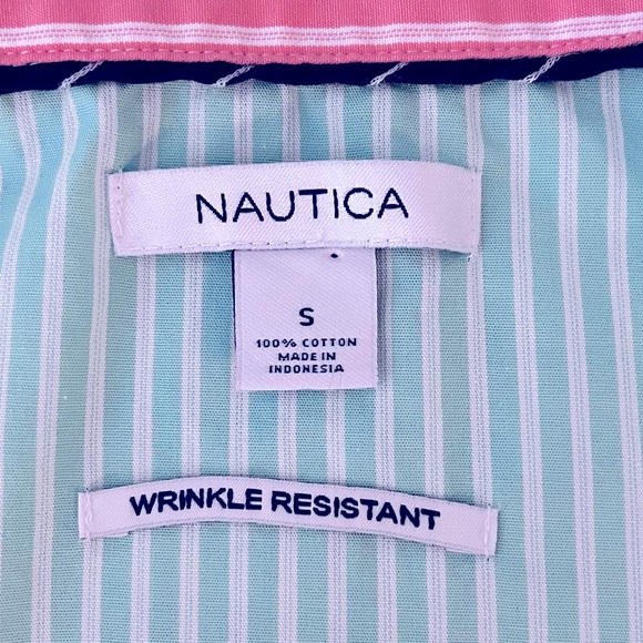 Nautica Pastel Pinstripe Button Up Wrinkle Resistant Sleeveless Blouse Size S - Picture 7 of 7